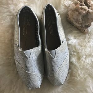 Toms Silver sparkle slip-on shoes